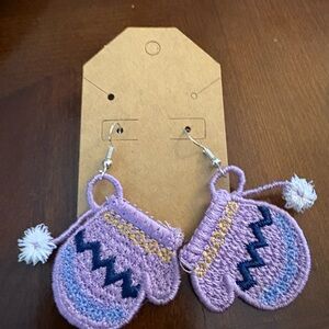 Purple Mittens Earrings